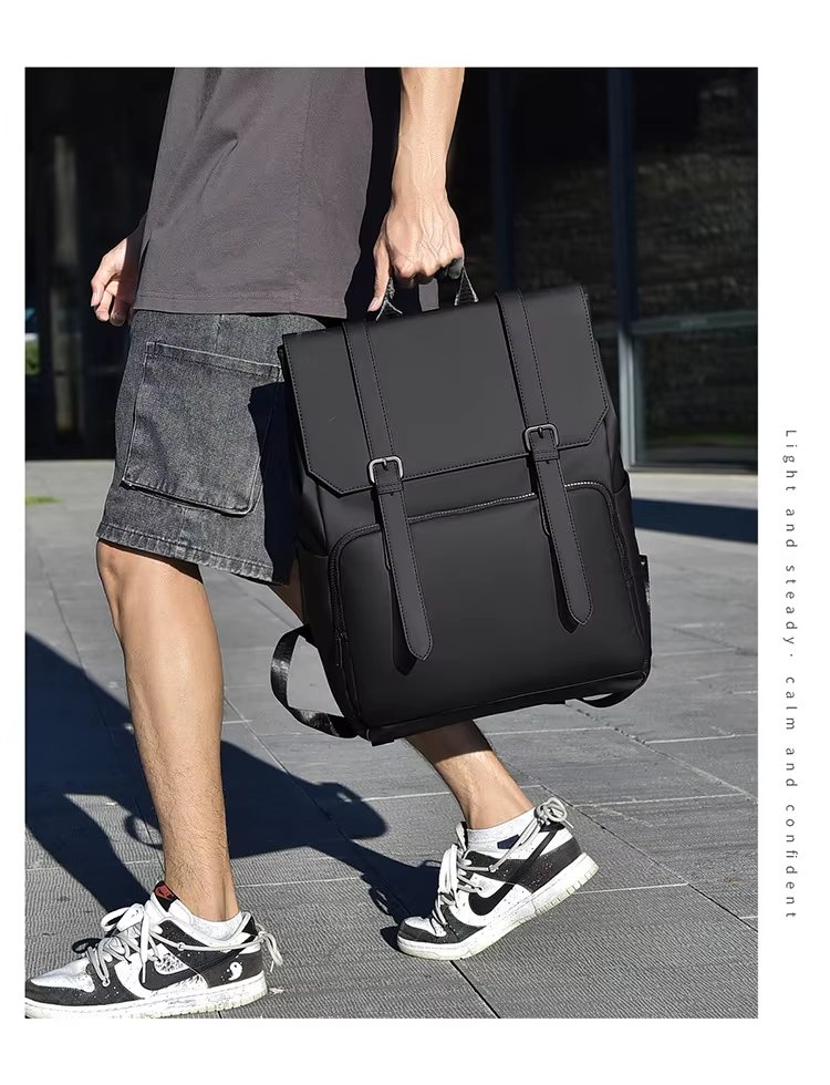 Water-Resistant Large Capacity Business Travel School PU Leather Laptop Backpack product detail