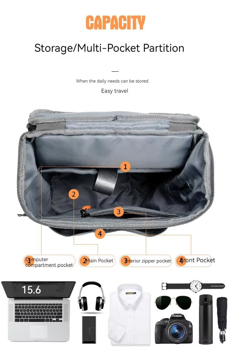 Water-Resistant Large Capacity USB Business Travel Oxford Laptop Backpack product detail