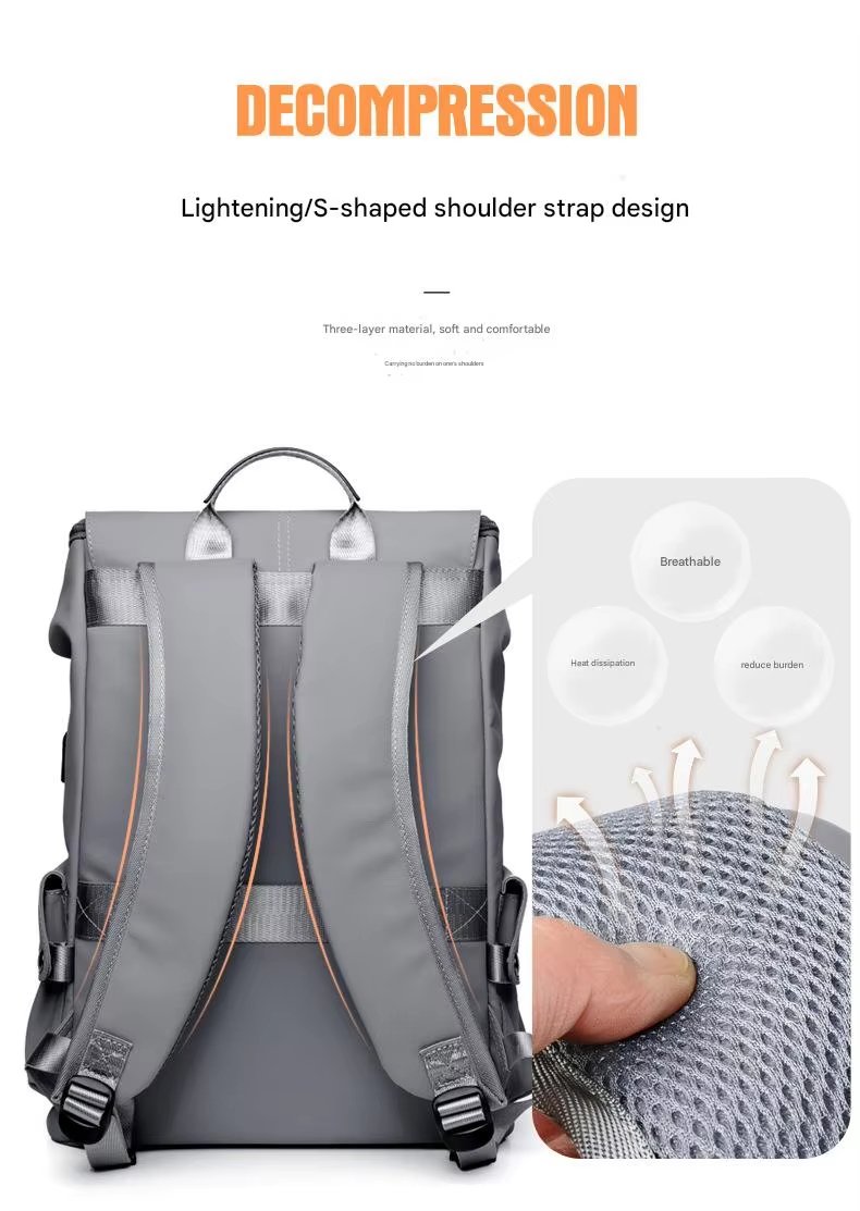 Water-Resistant Large Capacity USB Business Travel Oxford Laptop Backpack product detail