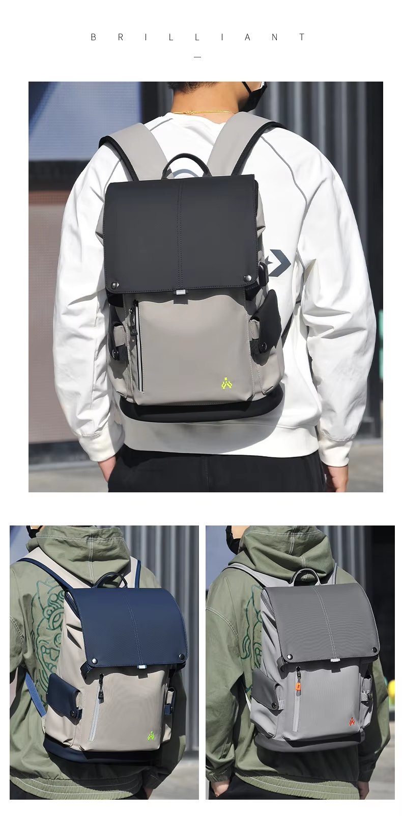 Water-Resistant Large Capacity USB Business Travel Oxford Laptop Backpack product detail