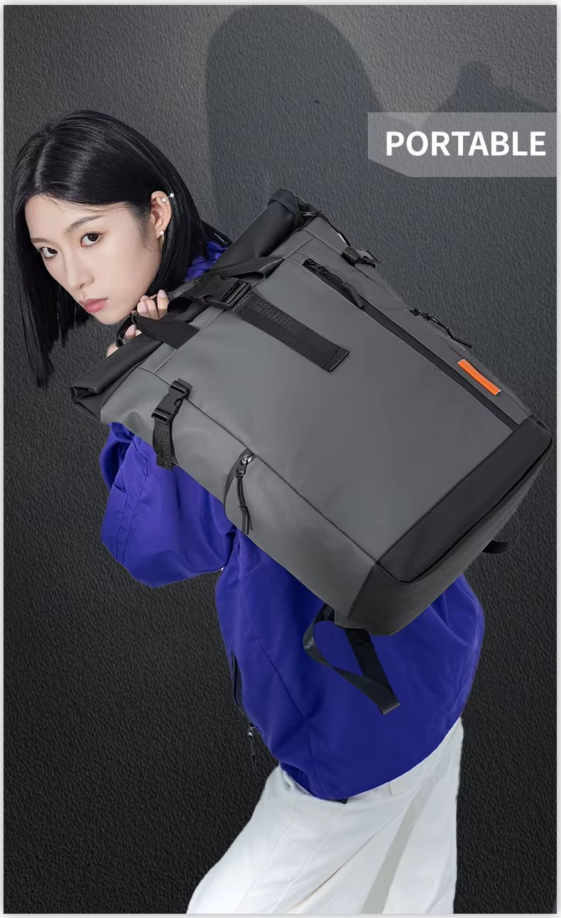 Water-Resistant Large Capacity Modern Travel School Oxford Roll Top Backpack product detail