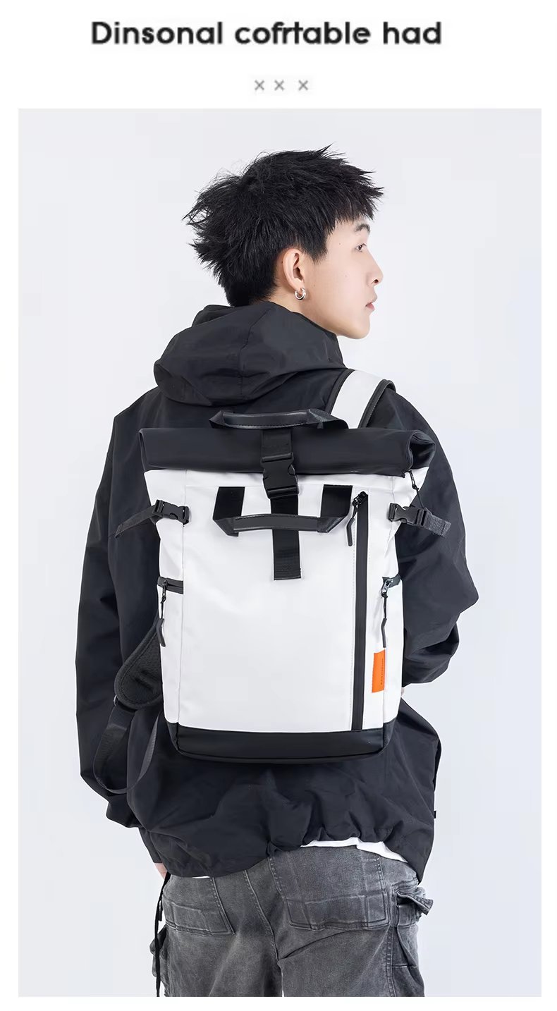 Water-Resistant Large Capacity Modern Travel School Oxford Roll Top Backpack product detail