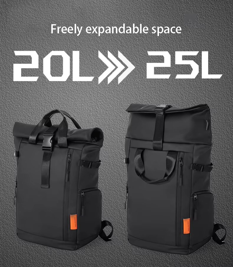Water-Resistant Large Capacity Modern Travel School Oxford Roll Top Backpack product detail