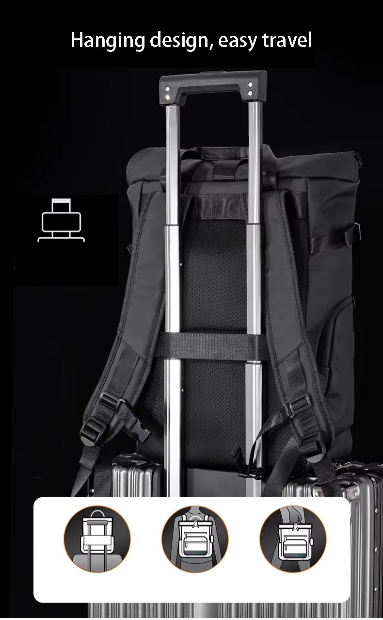 Water-Resistant Large Capacity Modern Travel School Oxford Roll Top Backpack product detail