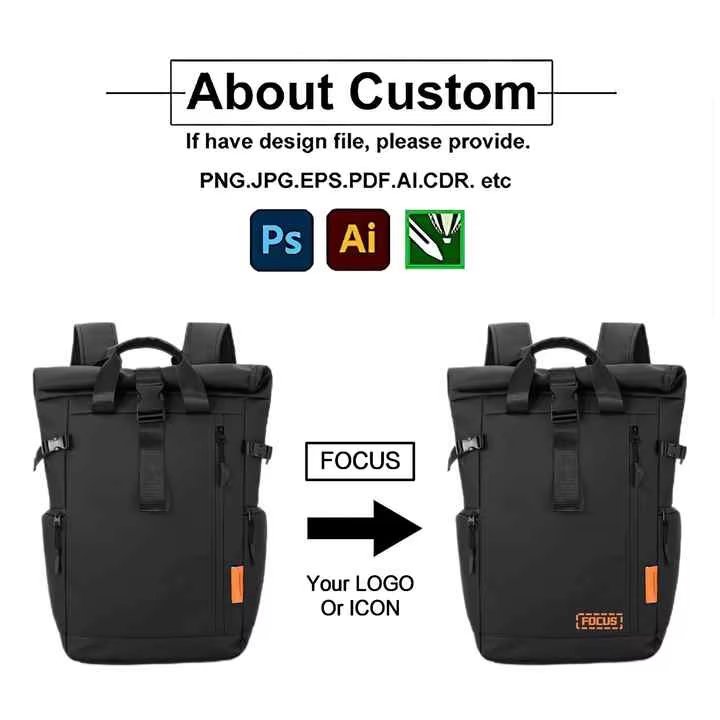 Water-Resistant Large Capacity Modern Travel School Oxford Roll Top Backpack product detail