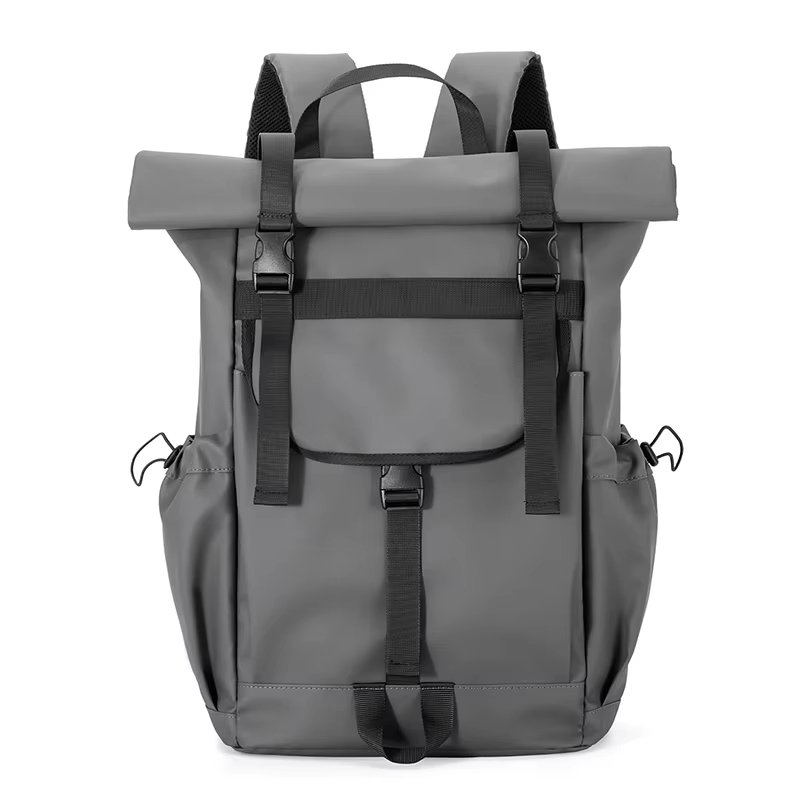 Water-Resistant Expandable Outdoor Business Travel Nylon Roll Top Backpack product detail