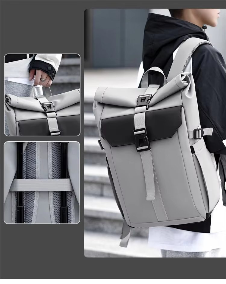 Water-Resistant Large Capacity Outdoor Business Travel Oxford Roll Top Backpack product detail