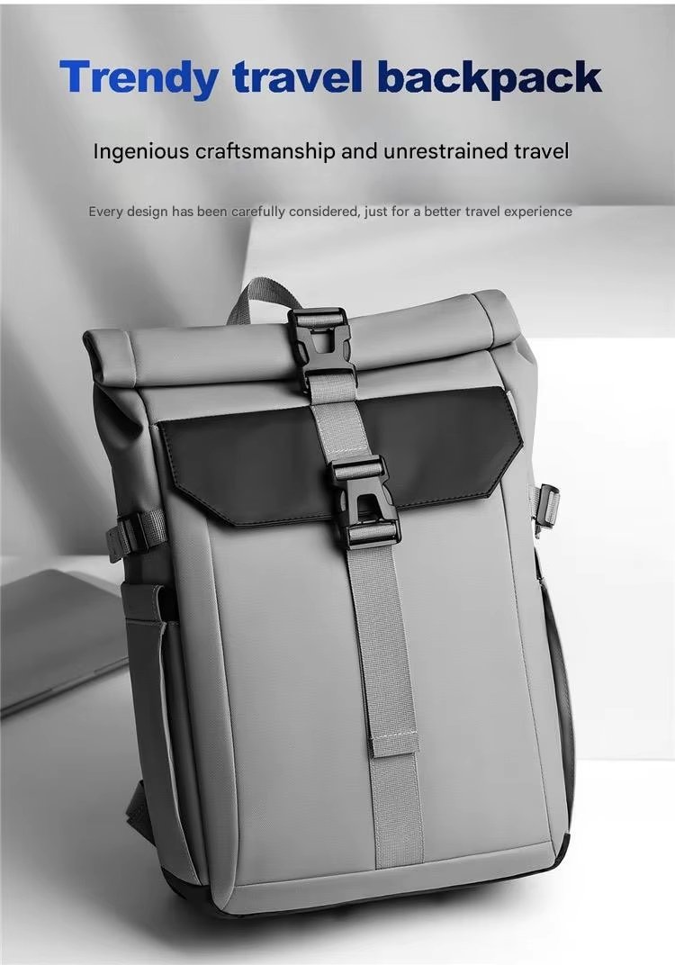 Water-Resistant Large Capacity Outdoor Business Travel Oxford Roll Top Backpack product detail
