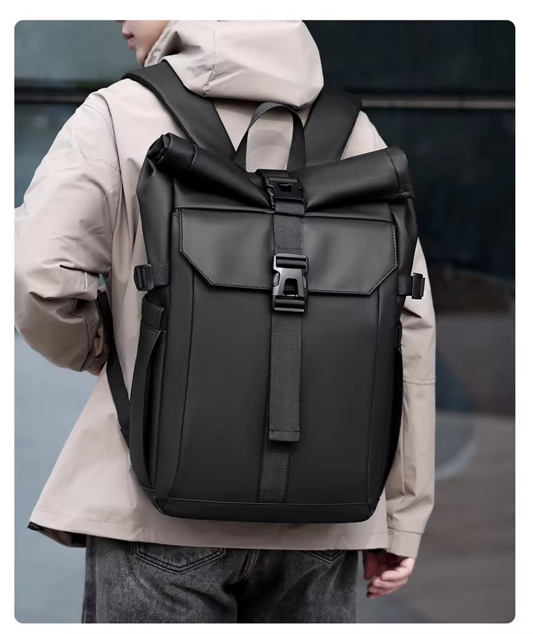 Water-Resistant Large Capacity Outdoor Business Travel Oxford Roll Top Backpack product detail