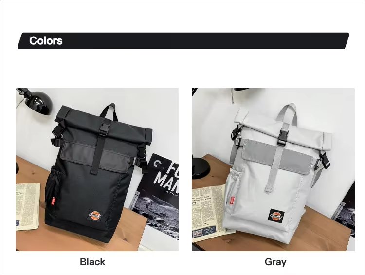 Water-Resistant Modern Outdoor Travel School Oxford Roll Top Backpack product detail