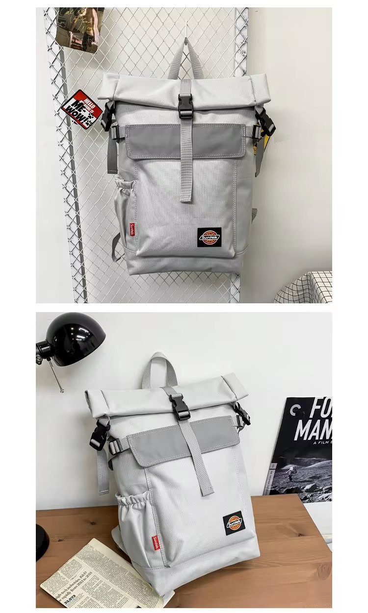 Water-Resistant Modern Outdoor Travel School Oxford Roll Top Backpack product detail
