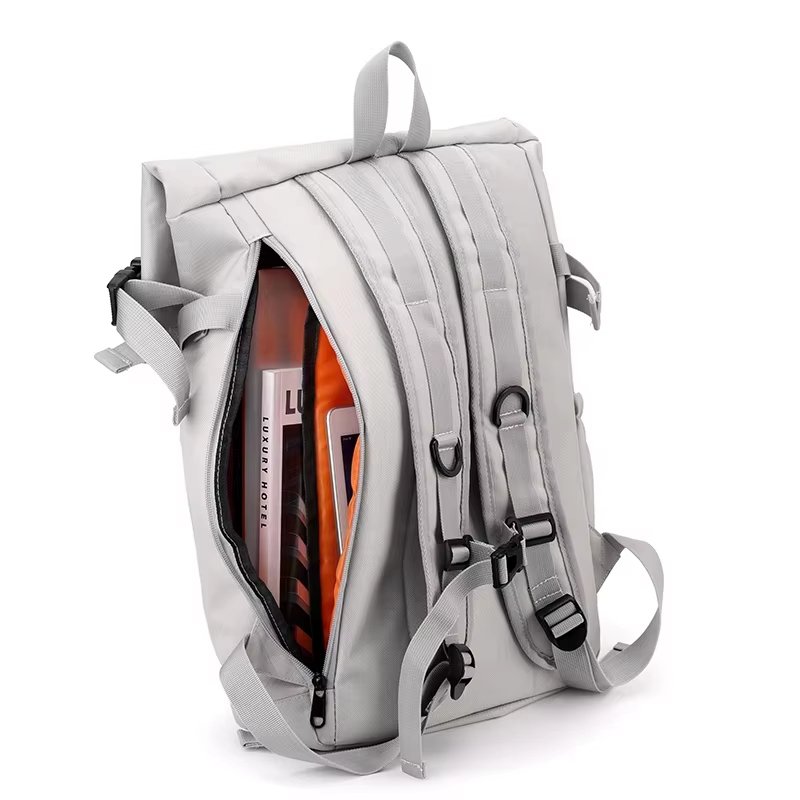 Water-Resistant Modern Outdoor Travel School Oxford Roll Top Backpack product detail