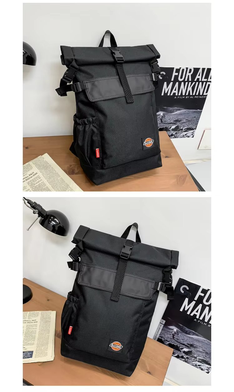 Water-Resistant Modern Outdoor Travel School Oxford Roll Top Backpack product detail