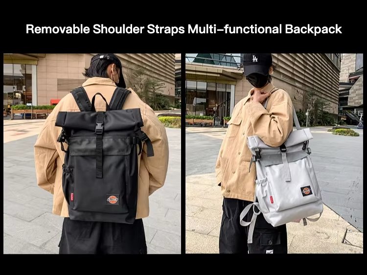 Water-Resistant Modern Outdoor Travel School Oxford Roll Top Backpack product detail