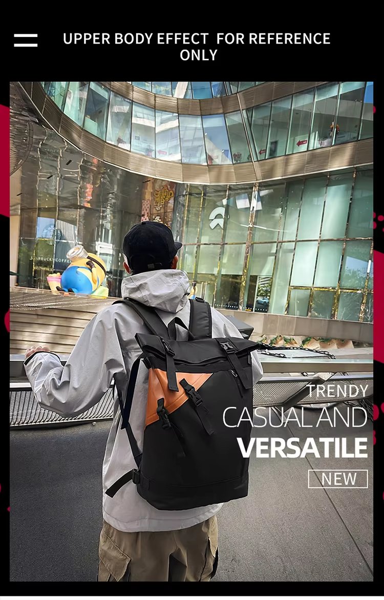 Water-Resistant Large Capacity Lightweight Modern Outdoor Oxford Roll Top Backpack product detail