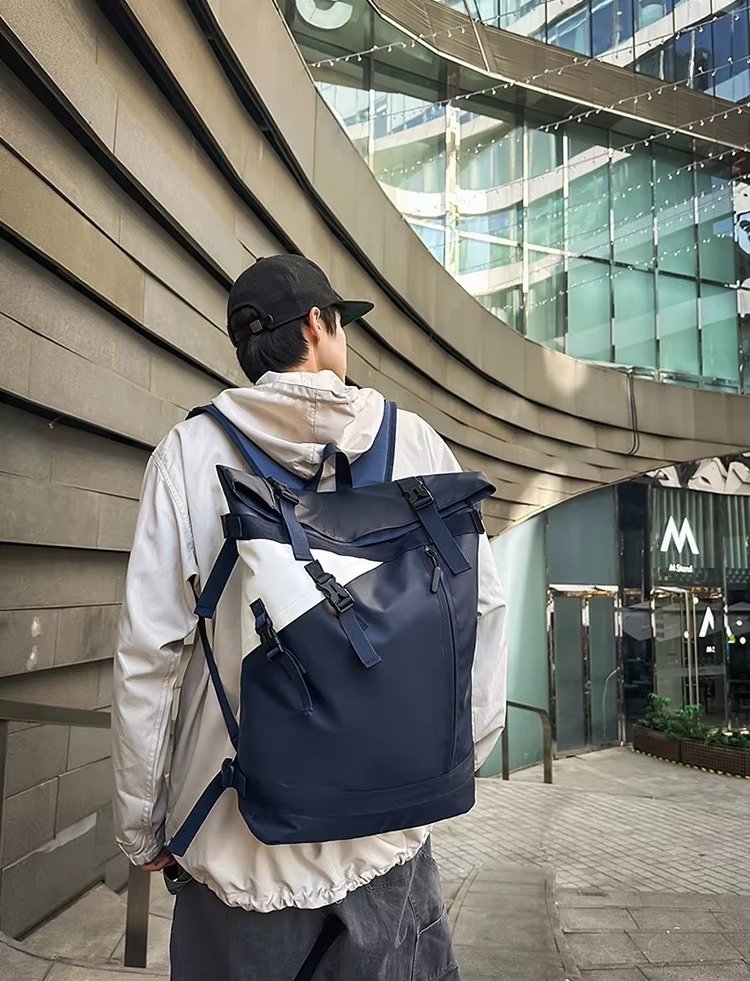 Water-Resistant Large Capacity Lightweight Modern Outdoor Oxford Roll Top Backpack product detail
