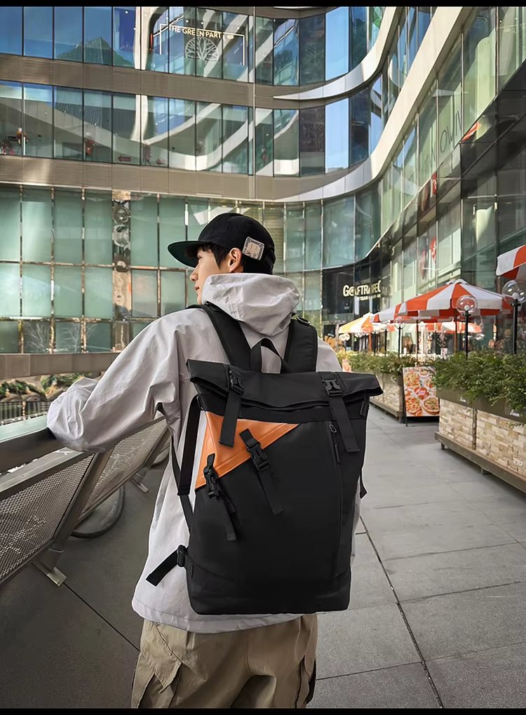 Water-Resistant Large Capacity Lightweight Modern Outdoor Oxford Roll Top Backpack product detail