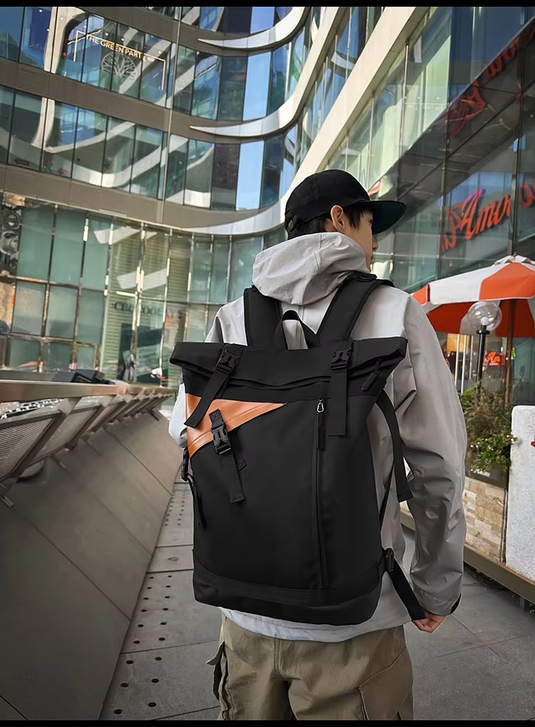 Water-Resistant Large Capacity Lightweight Modern Outdoor Oxford Roll Top Backpack product detail