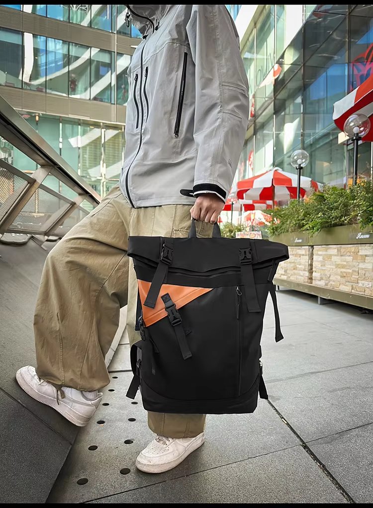 Water-Resistant Large Capacity Lightweight Modern Outdoor Oxford Roll Top Backpack product detail