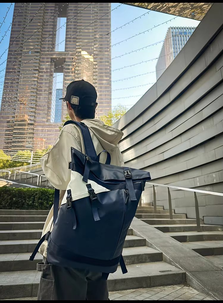 Water-Resistant Large Capacity Lightweight Modern Outdoor Oxford Roll Top Backpack product detail
