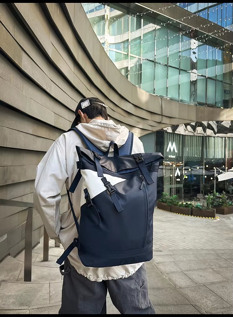 Water-Resistant Large Capacity Lightweight Modern Outdoor Oxford Roll Top Backpack product detail
