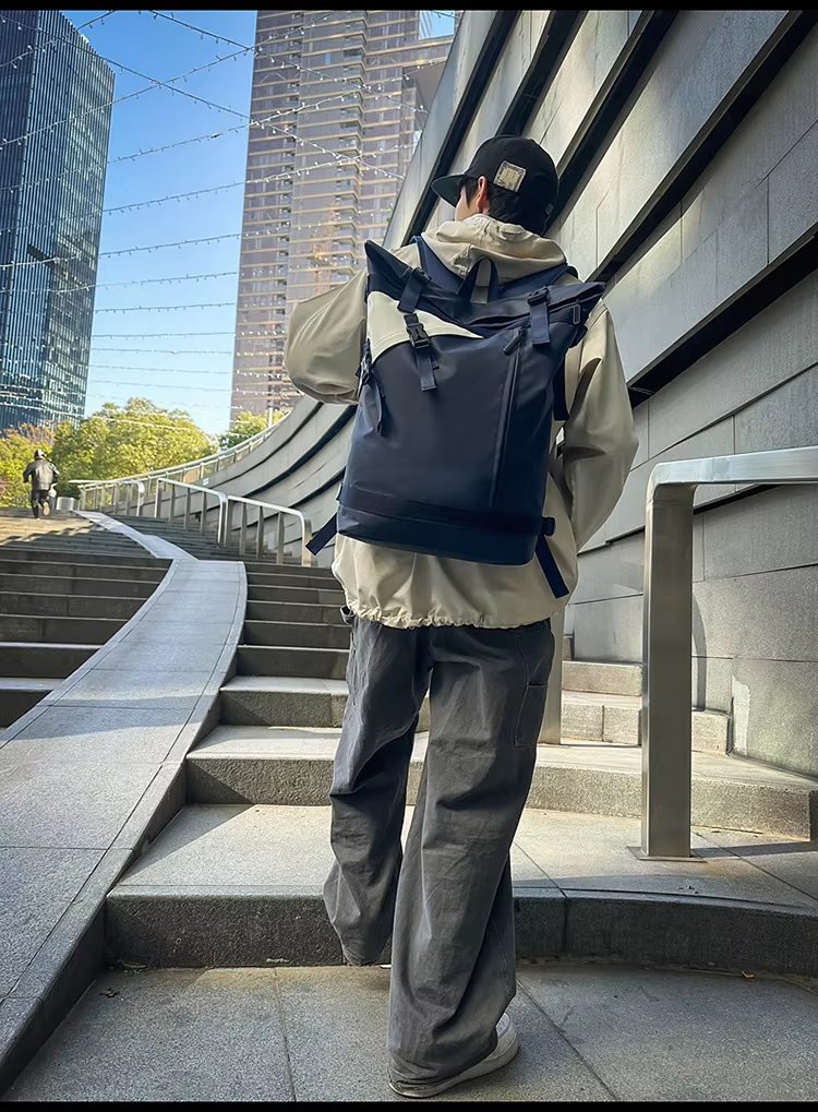 Water-Resistant Large Capacity Lightweight Modern Outdoor Oxford Roll Top Backpack product detail