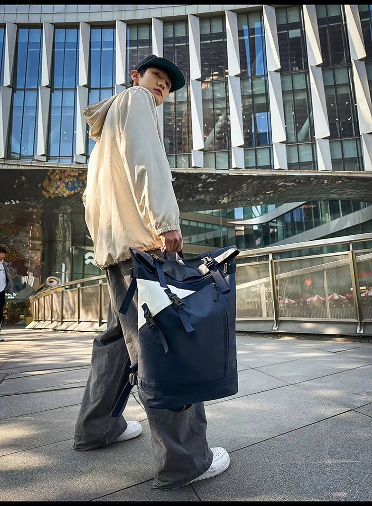 Water-Resistant Large Capacity Lightweight Modern Outdoor Oxford Roll Top Backpack product detail