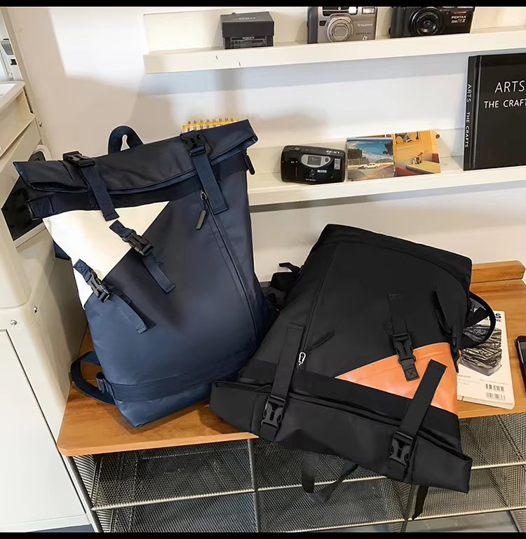 Water-Resistant Large Capacity Lightweight Modern Outdoor Oxford Roll Top Backpack product detail