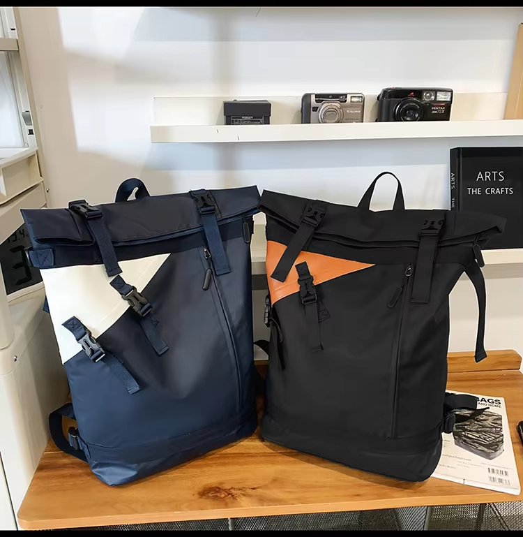 Water-Resistant Large Capacity Lightweight Modern Outdoor Oxford Roll Top Backpack product detail
