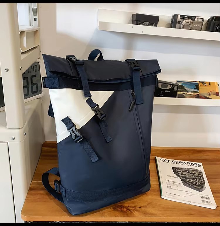 Water-Resistant Large Capacity Lightweight Modern Outdoor Oxford Roll Top Backpack product detail