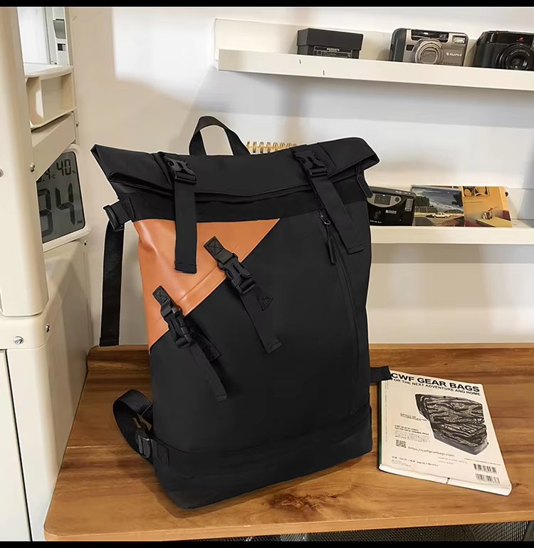 Water-Resistant Large Capacity Lightweight Modern Outdoor Oxford Roll Top Backpack product detail