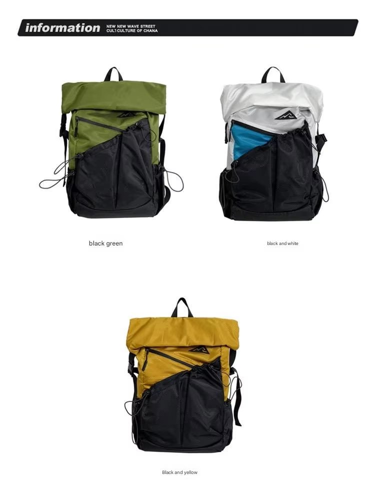 Water-Resistant Outdoor Travel School Casual Polyester Roll Top Backpack product detail
