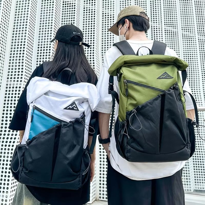 Water-Resistant Outdoor Travel School Casual Polyester Roll Top Backpack product detail