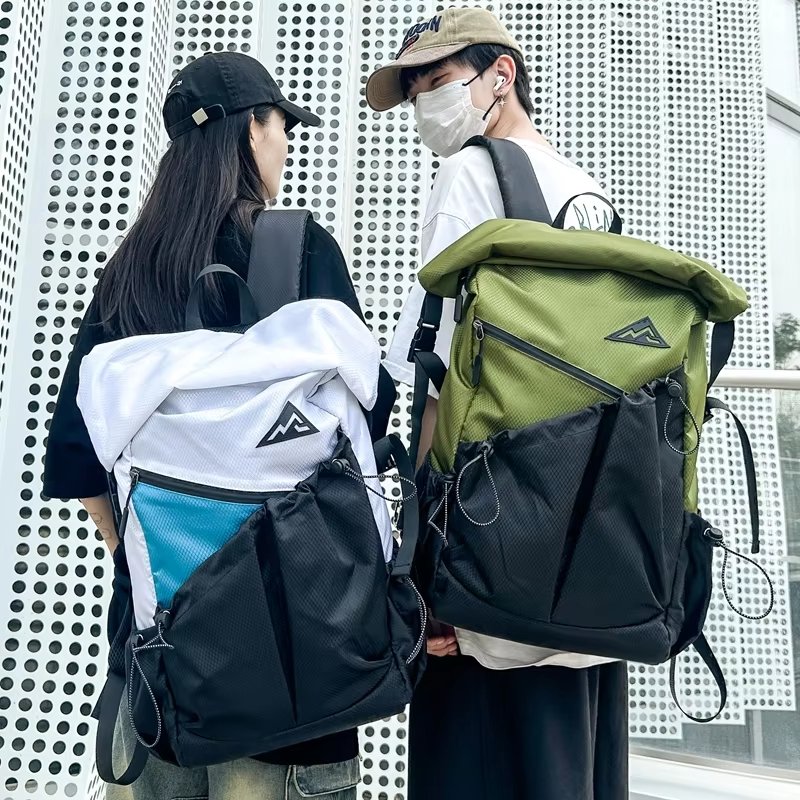 Water-Resistant Outdoor Travel School Casual Polyester Roll Top Backpack product detail