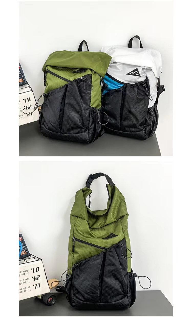 Water-Resistant Outdoor Travel School Casual Polyester Roll Top Backpack product detail