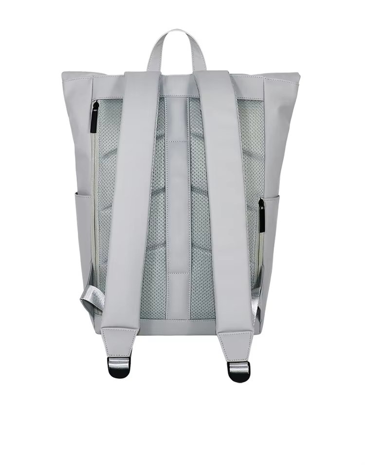 Water-Resistant Business School Casual PU Leather Roll Top Backpack product detail