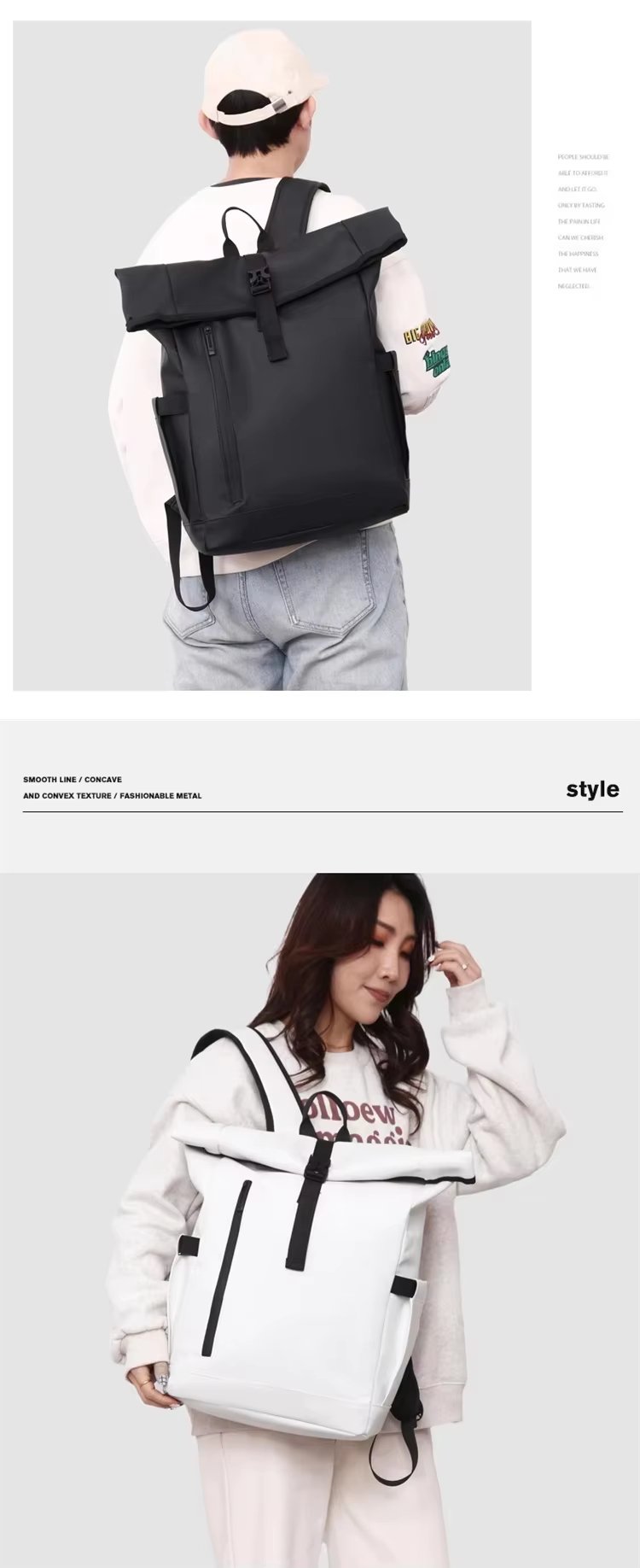Water-Resistant Expandable Modern Travel School Oxford Rolling Backpack product detail