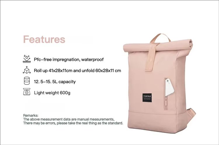 Water-Resistant Large Capacity Outdoor Travel School Oxford Roll Top Backpack product detail