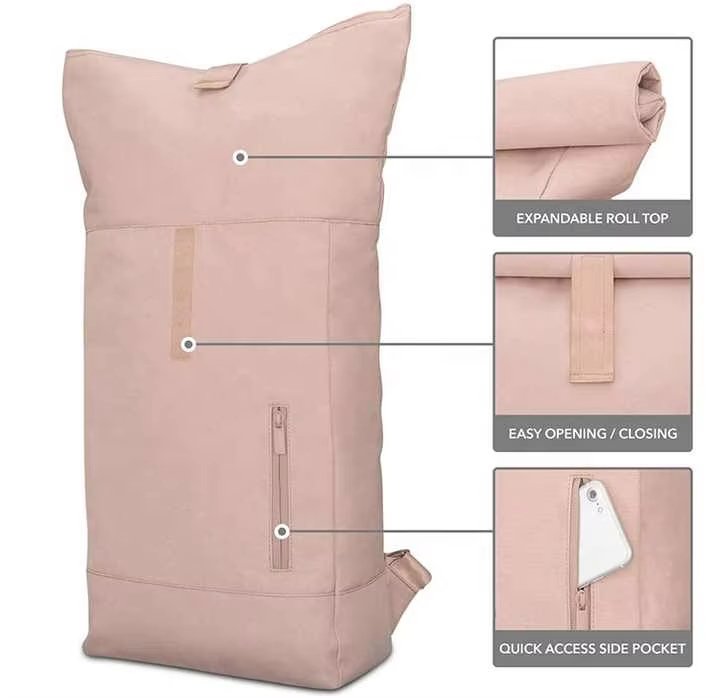 Water-Resistant Large Capacity Outdoor Travel School Oxford Roll Top Backpack product detail