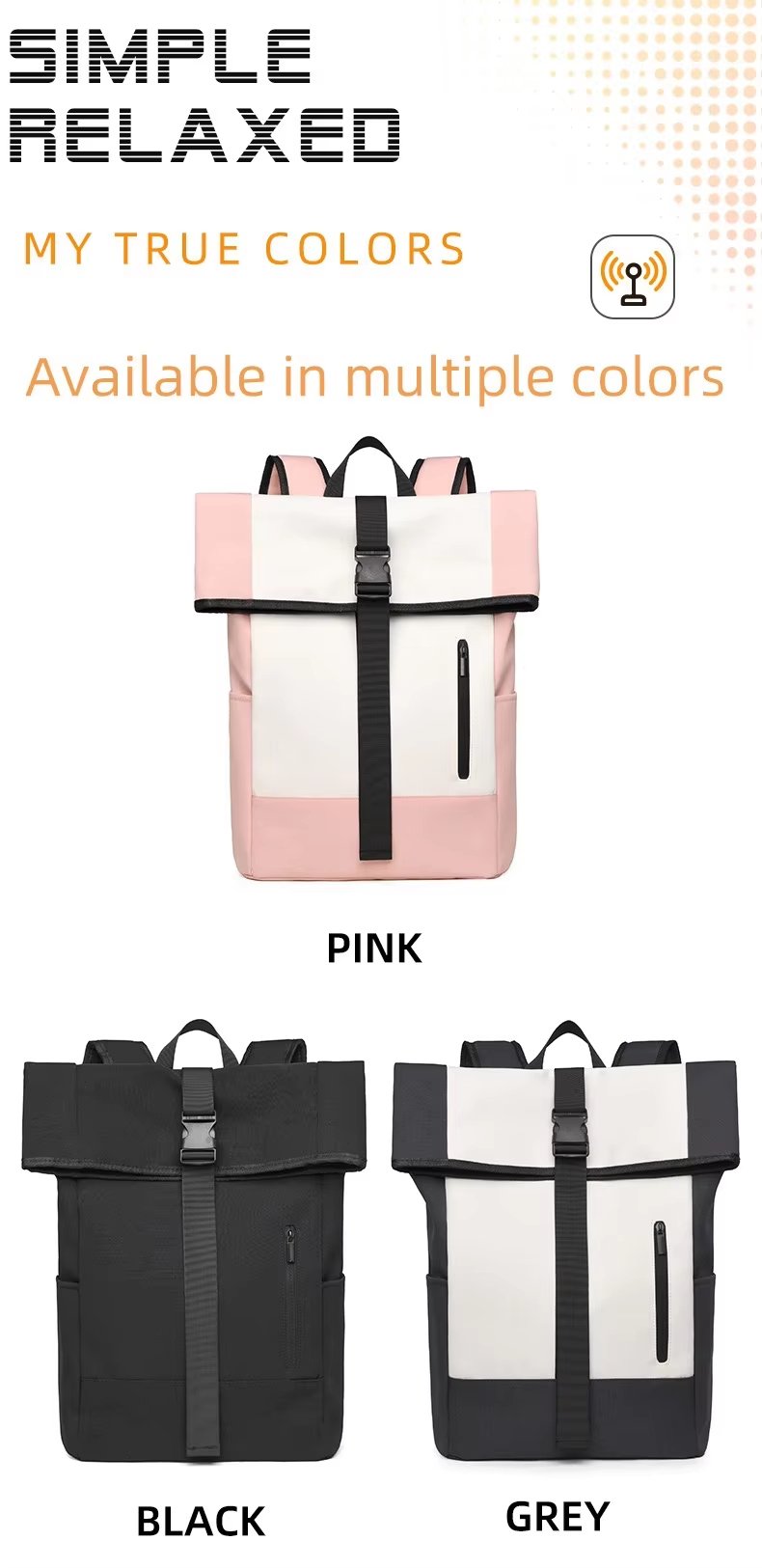 Water-Resistant Large Capacity Outdoor Business Travel Oxford Roll Top Backpack product detail