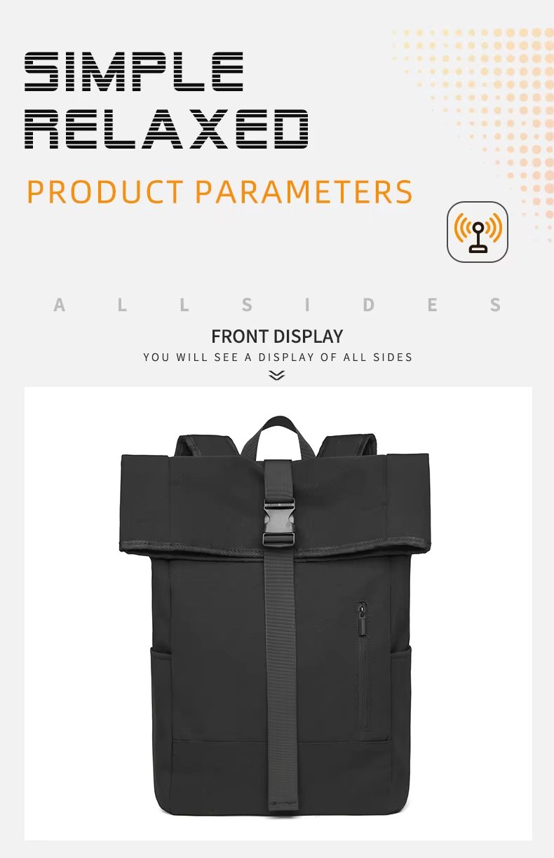 Water-Resistant Large Capacity Outdoor Business Travel Oxford Roll Top Backpack product detail
