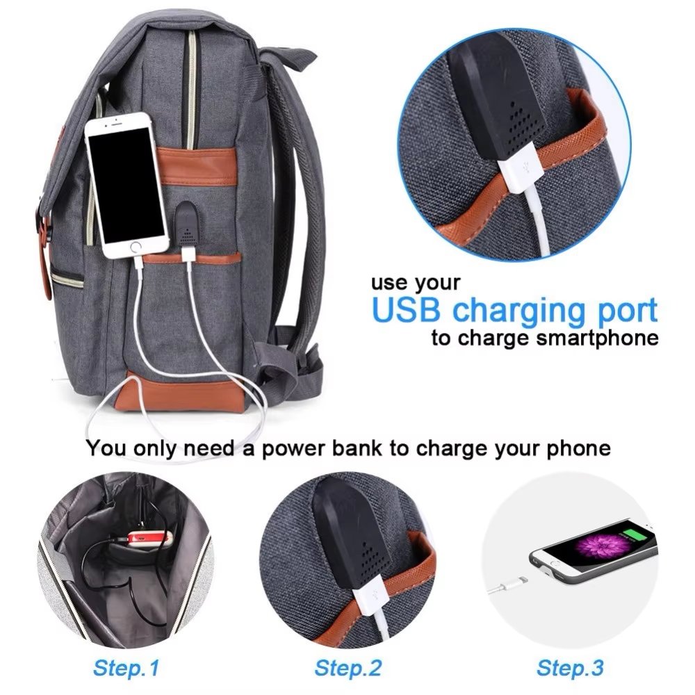 Water-Resistant Large Capacity USB Business Travel Nylon Laptop Backpack product detail