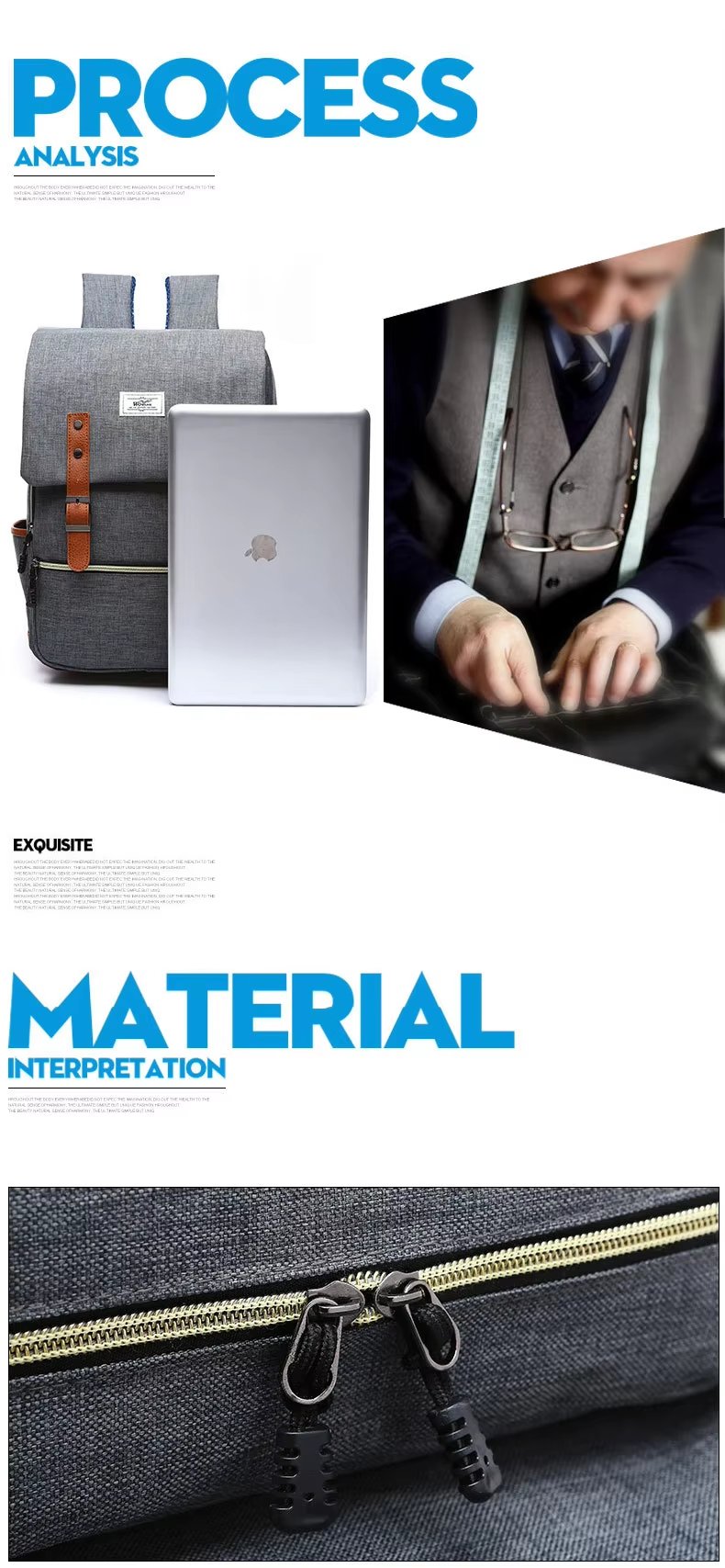 Water-Resistant Large Capacity USB Business Travel Nylon Laptop Backpack product detail