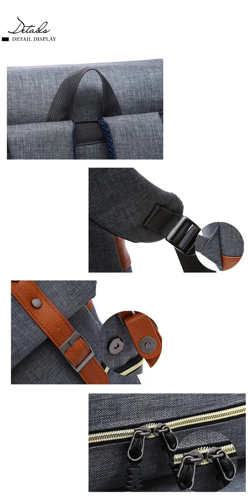 Water-Resistant Large Capacity USB Business Travel Nylon Laptop Backpack product detail