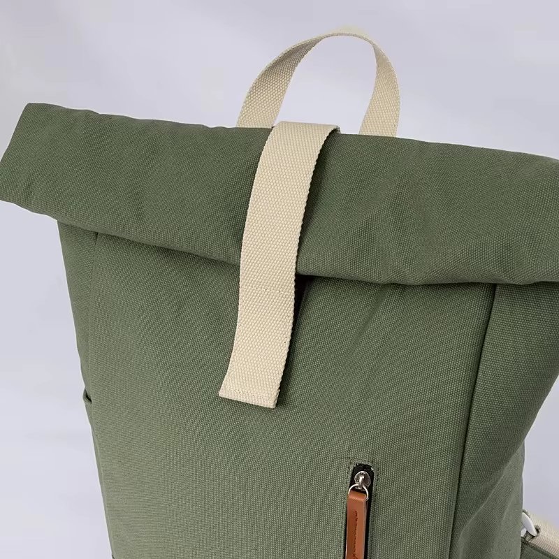 Large Capacity Outdoor Business Travel Casual Canvas Roll Top Backpack product detail