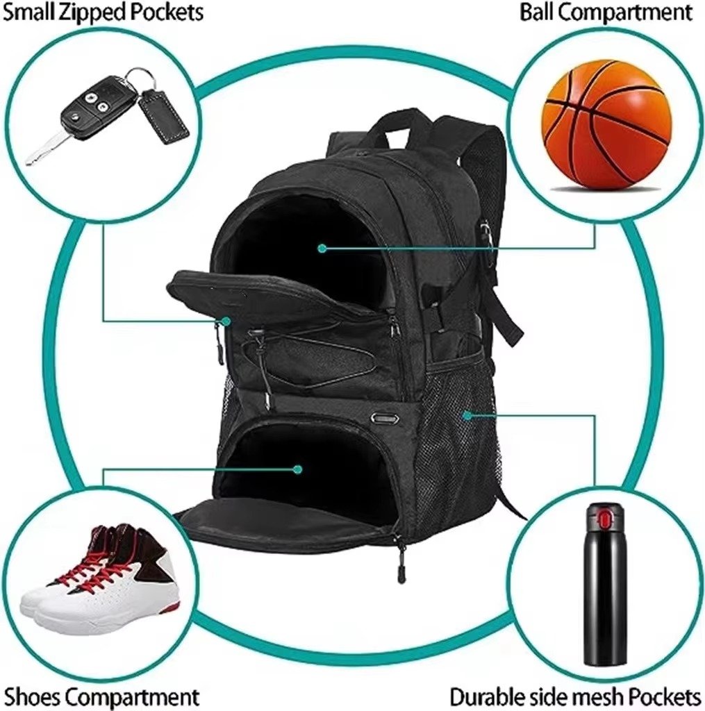 Large Capacity Fitness Basketball Backpack Team Sports Bag- Outdoor Backpack with Stylish Design detail image