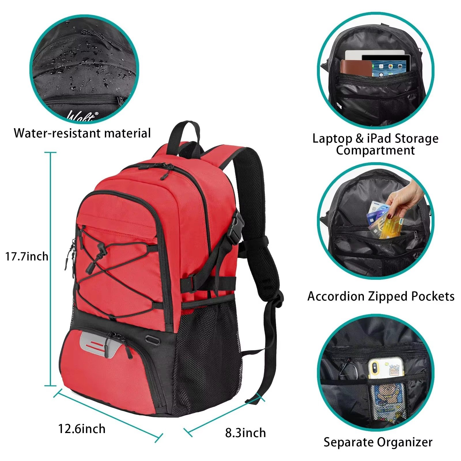 Large Capacity Fitness Basketball Backpack Team Sports Bag- Outdoor Backpack with Stylish Design detail image