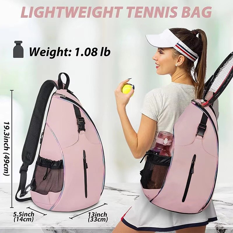 Professional 'S Tennis Sling Backpack Water-Resistant Crossbody Racket Bag with Anti-Theft Feature detail image