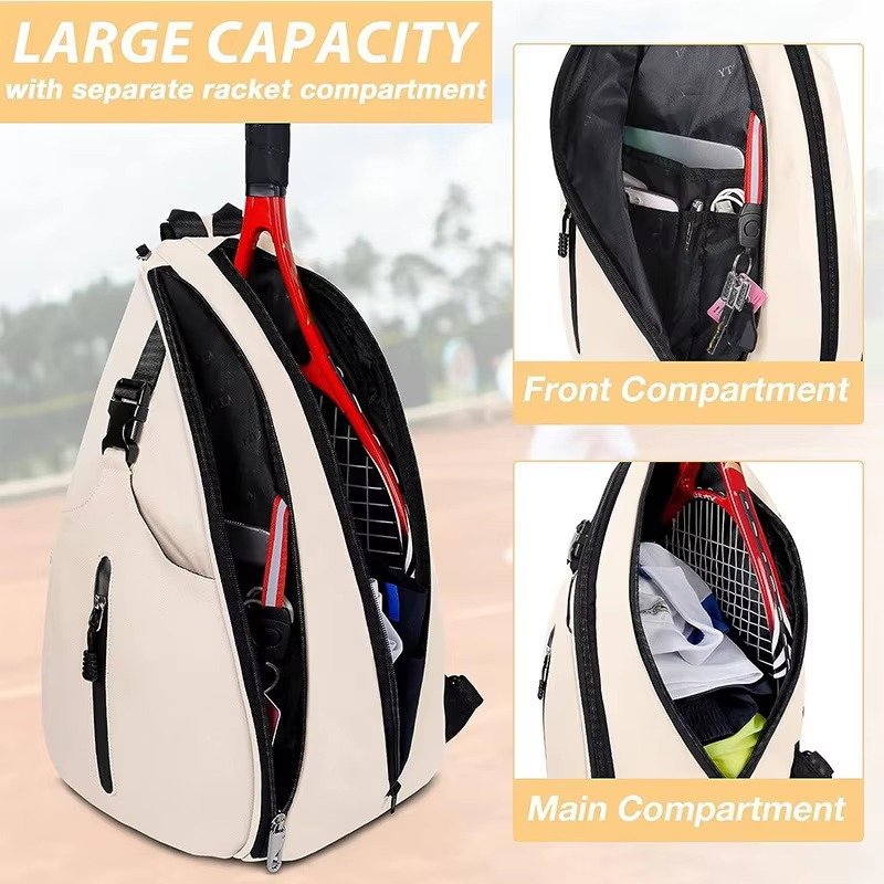 Professional 'S Tennis Sling Backpack Water-Resistant Crossbody Racket Bag with Anti-Theft Feature detail image