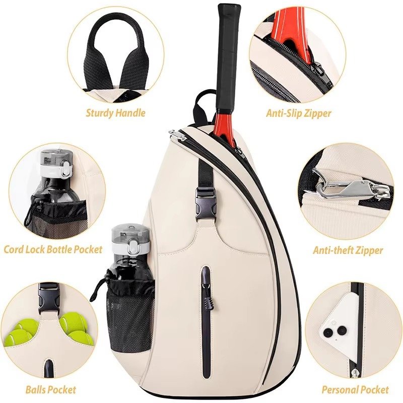 Professional 'S Tennis Sling Backpack Water-Resistant Crossbody Racket Bag with Anti-Theft Feature detail image